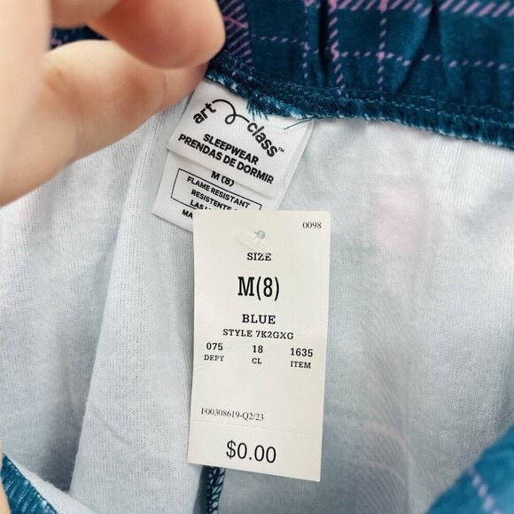 Art Class Youth Girls Size Medium 8 Plaid Soft Pajama Sleep Shorts in Green 878 - Picture 4 of 5